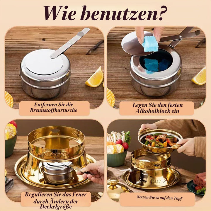 TOOSOAR 8 Stück Brennpastenbehälter, Rostfreier Stahl Brennbehälter Brennpaste, Gerader TypWarmhalte