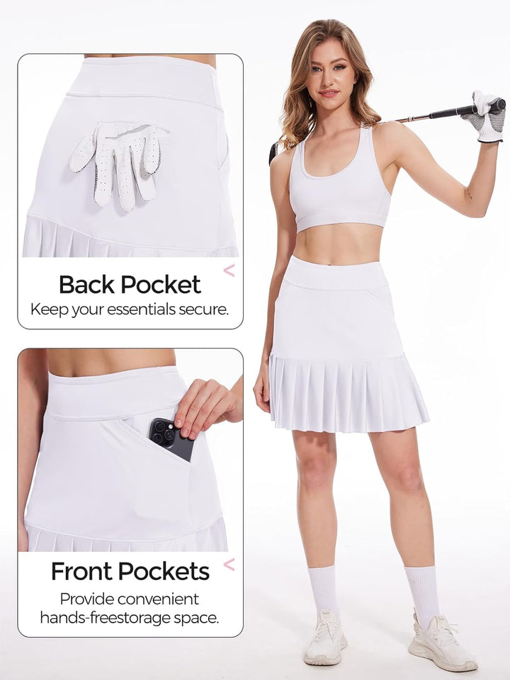 MOTEEPI 19" Golf Röcke für Frauen Knie Länge Ruffle Saum Rock Tennis Rock Athletic Skort für Workout