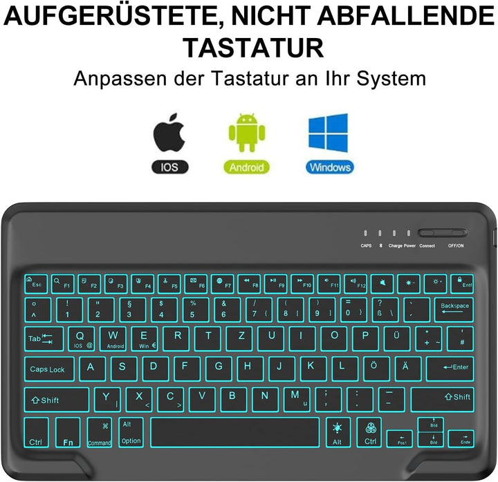Tastatur für iPad Pro 12.9 2/1 Generation 2017/2015 mit Beleuchtete, Hülle mit Tastatur für iPad Pro