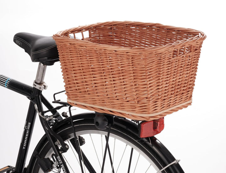 Tigana - Einkaufskorb Transportkorb Fahrradkorb Weide für Gepäckträger eckig 44x34 cm Natur (44-N)