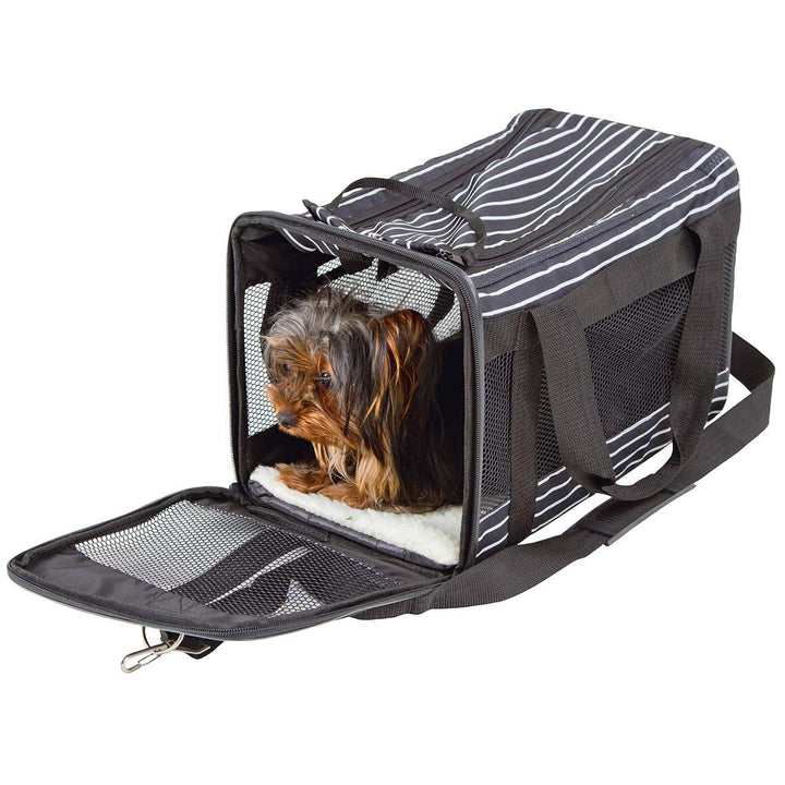 Kerbl Pet Tragetasche Cuba, Hundetasche, Transporttasche, schwarz, weiss, 40x26x28cm, Polyester, Hun