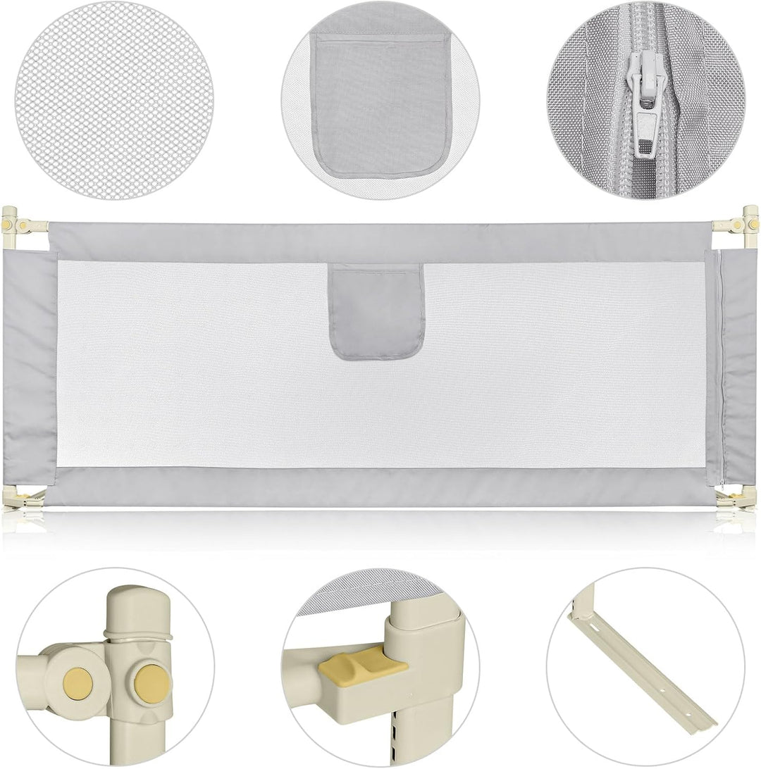 OHMG Bettgeländer,Sicherheitsgitter für Kinder,Sicherheitsgitter für Bett,höhenverstellbar,tragbar,B