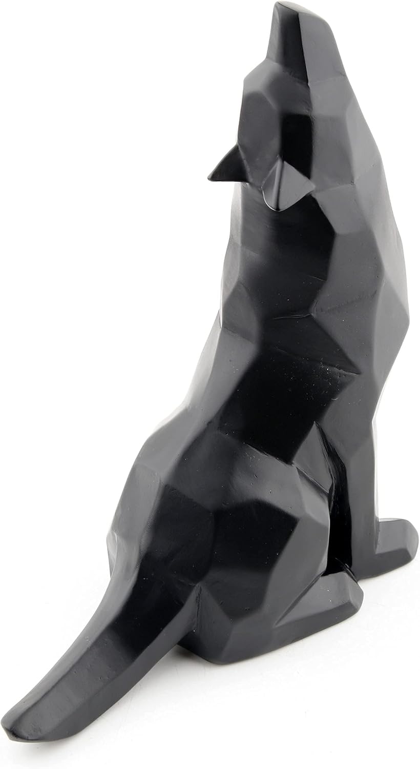 Wisifayardin Schwarzer Wolf heulender Wolf Figur Statue für Heimdekoration, Schwarz