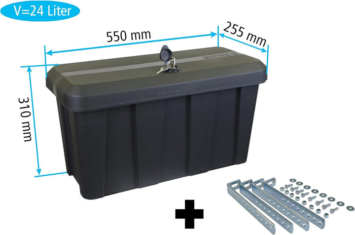 Deichselbox Daken Blackit Lite, Werkzeugkasten, Gurtkiste, Anhängerbox, Staukiste, Daken B24-2 + Ver