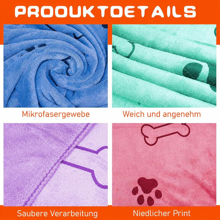 Hundehandtuch 8er Set, Mikrofaser-Handtücher 140 x 70 cm für Hunde &amp; Katzen | Extra Saugstark &amp; Weic