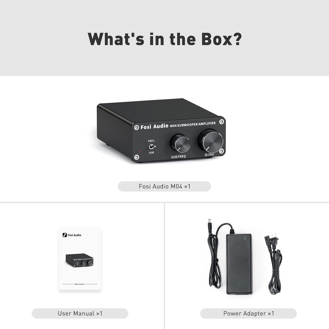 Fosi Audio M04 Subwoofer Verstärker 100W, TPA3116 Mini Monokanal Subwoofer-Verstärker, Voll-Frequenz