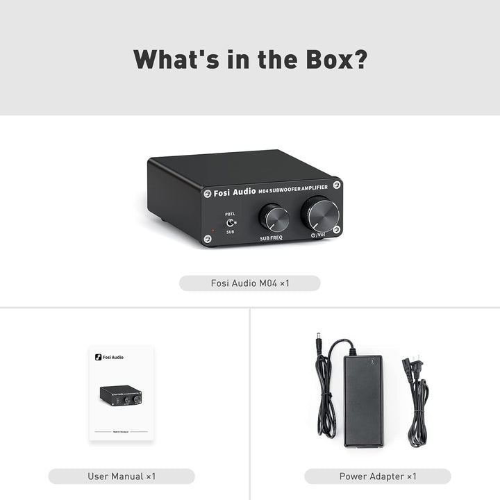 Fosi Audio M04 Subwoofer Verstärker 100W, TPA3116 Mini Monokanal Subwoofer-Verstärker, Voll-Frequenz