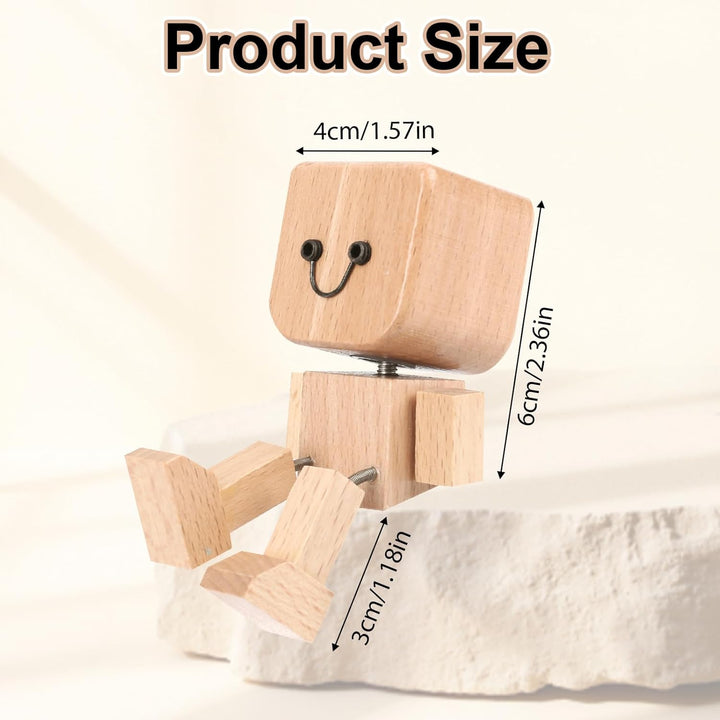 2 Stück Schüttelmann Holz, Lustige Wackelfigur Auto, Wackelnder Holzmann mit 12 Magnetischen Gesicht