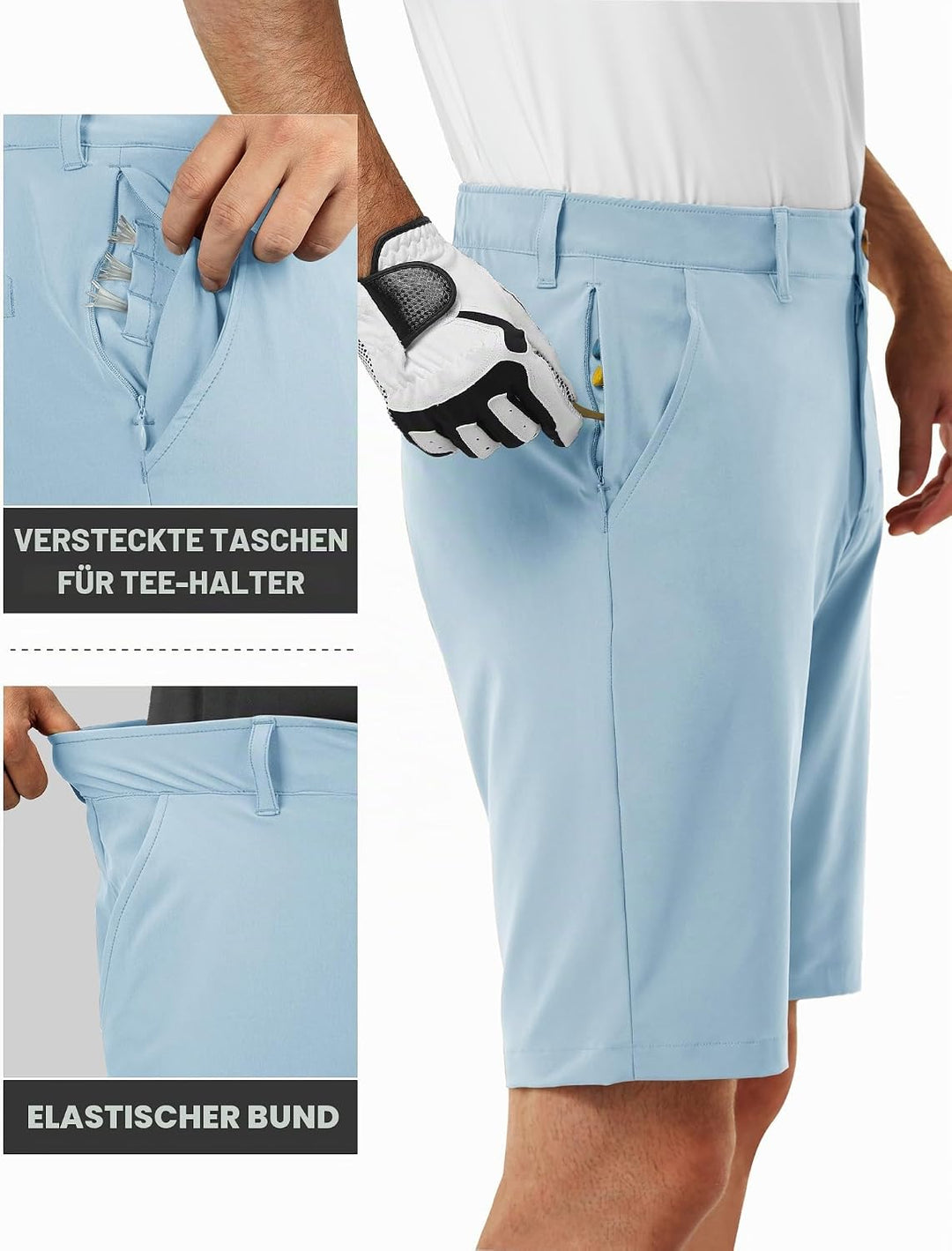 33,000ft Herren Golf Shorts Stretch Kurze Golfhosen Leichte Schnelltrocknende 11" Bermuda Shorts Kur
