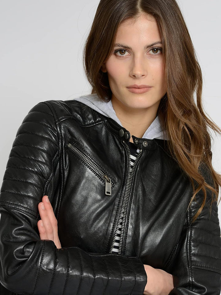 MUSTANG Damen Lederjacke 31022111 S Schwarz, S Schwarz