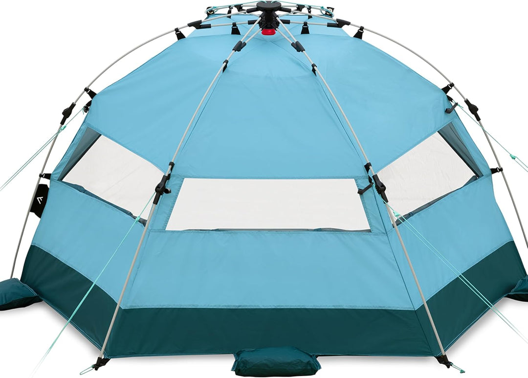 qeedo Quick Bay Pro Grosse Strandmuschel mit UV-Schutz (UV80) für 3 Personen inkl. Sandheringe und R