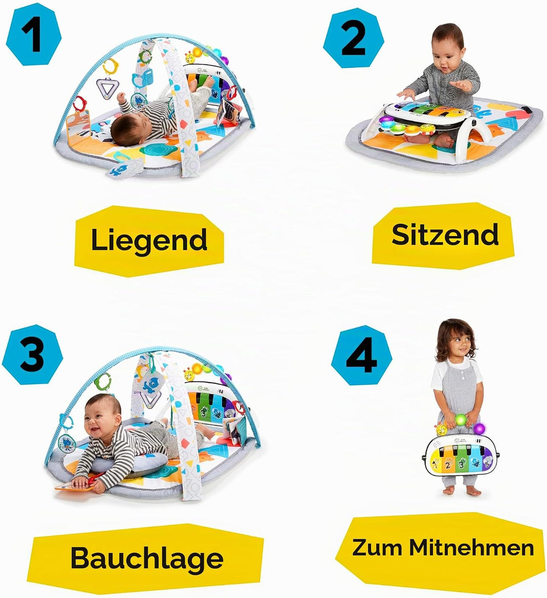 Baby Einstein, 4 in 1 Kickin' Tunes Spieldecke mit 70+ Geräuschen, 25+ Minuten Musik, Erlebnisdecke