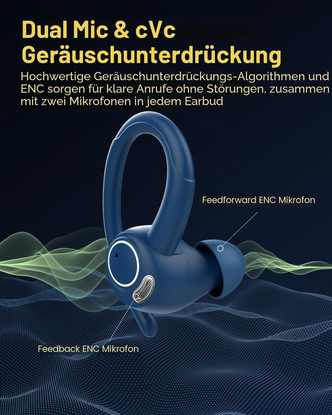 Bluetooth Kopfhörer Sport, in Ear Kopfhörer Kabellos Bluetooth 5.3 mit HD Mic, Herausragender Sound,