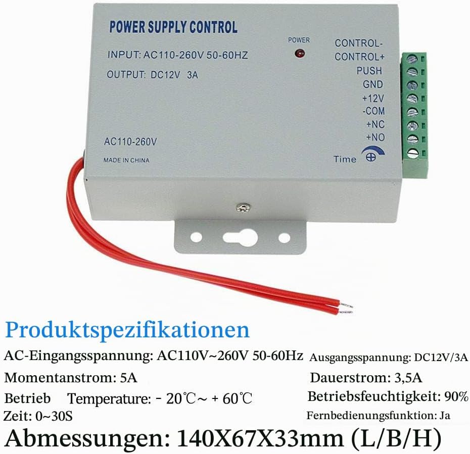 KDL Komplettes RFID-Zutrittskontrollsystem-Kit mit Stand-Along-Tastatur und Schliesser, DC12V / 3A-N