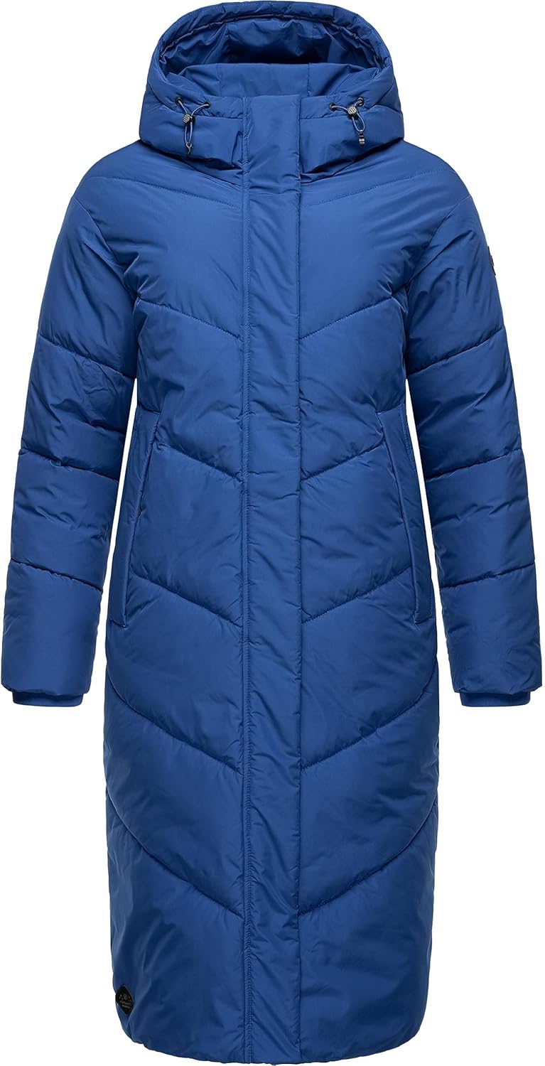 Ragwear Damen Winterjacke Langer Regenmantel Steppmantel wasserdicht warm gefüttert mit Kapuze Sumin