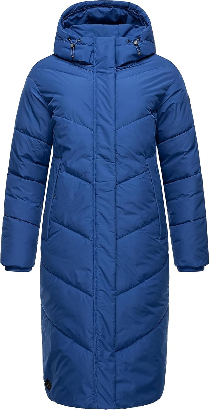 Ragwear Damen Winterjacke Langer Regenmantel Steppmantel wasserdicht warm gefüttert mit Kapuze Sumin
