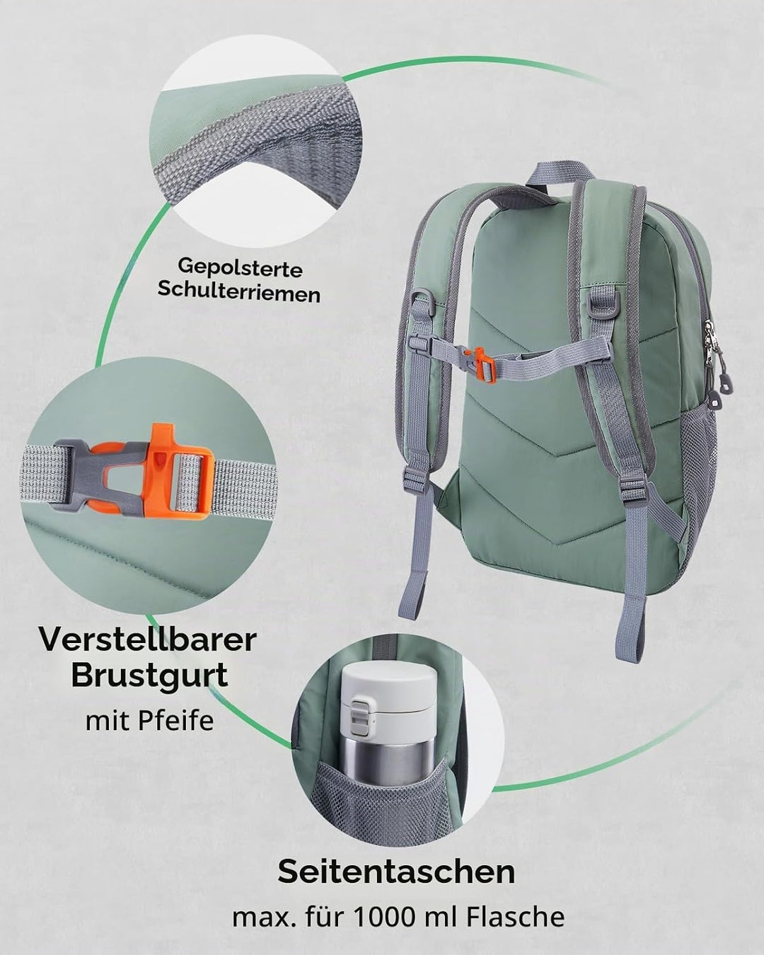 WATERFLY Rucksack Klein Wanderrucksack 12L: Leicht Tagesrucksack Mini Sport Backpack Outdoor Daypack