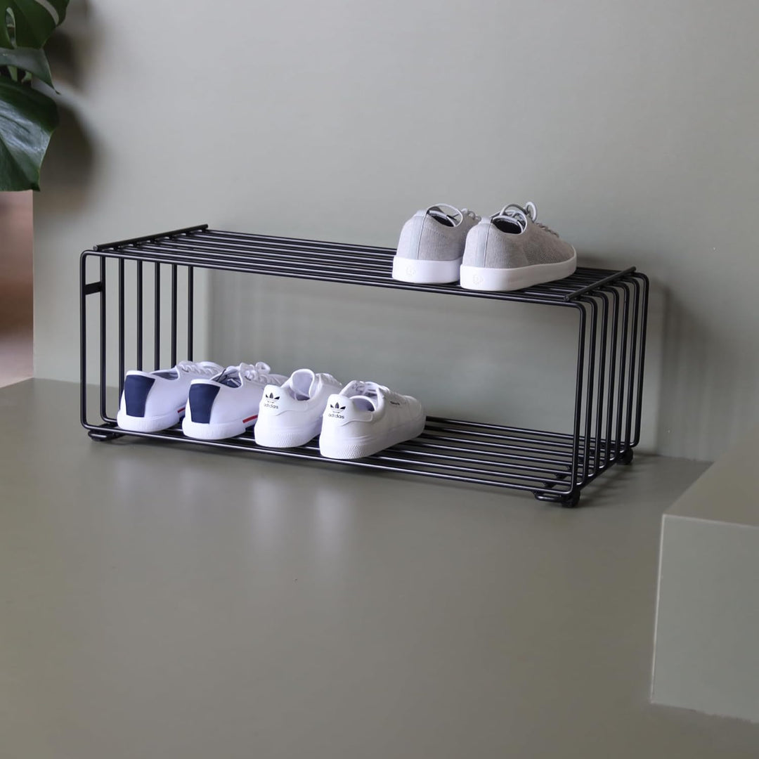 Elegantes Schuhregal Metall (Graphitschwarz) „RODL“ – Moderne Schuhaufbewahrung Schuhablage im elega