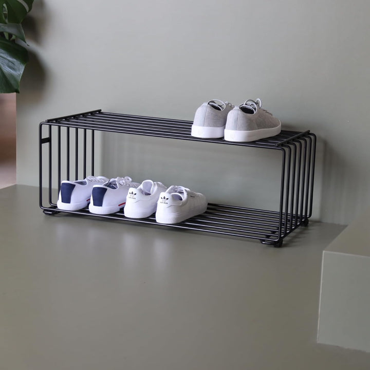 Elegantes Schuhregal Metall (Graphitschwarz) „RODL“ – Moderne Schuhaufbewahrung Schuhablage im elega