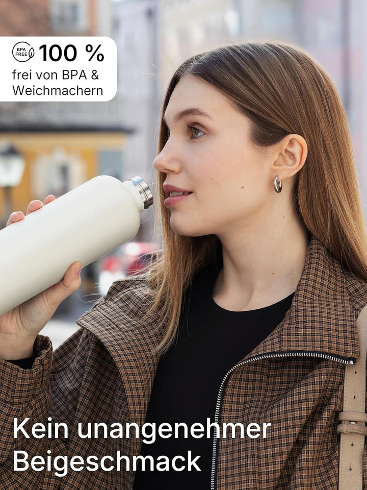 spottle Edelstahl Trinkflasche 1L – Thermosflasche aus Metall, doppelwandig, vakuumisoliert, Kohlens