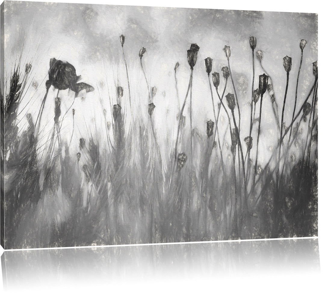 Pixxprint Mohn im Weizenfeld Kunst als Leinwandbild/Grösse: 100x70 / Wandbild/Kunstdruck/fertig besp