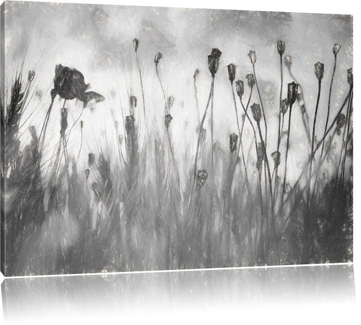 Pixxprint Mohn im Weizenfeld Kunst als Leinwandbild/Grösse: 100x70 / Wandbild/Kunstdruck/fertig besp