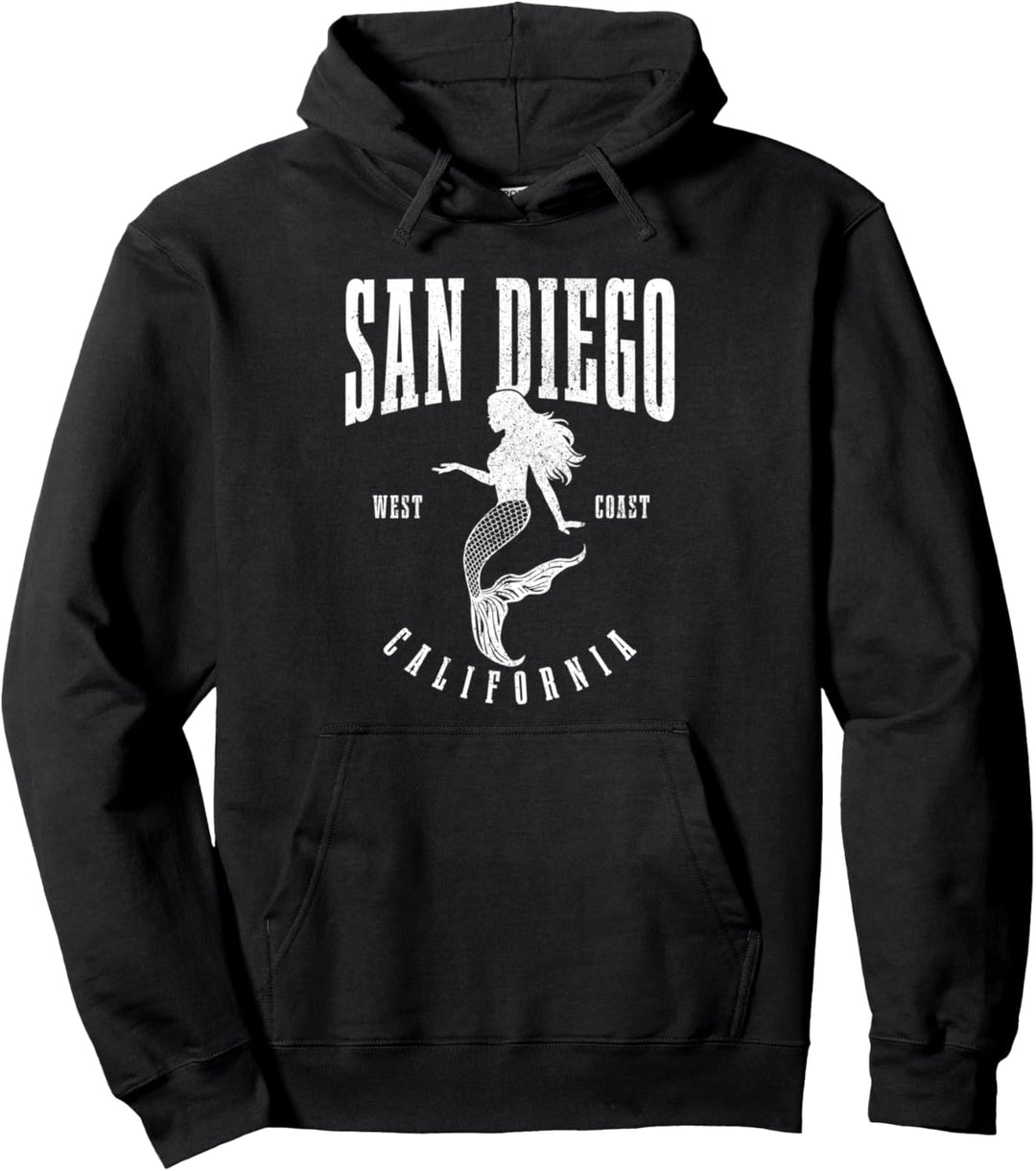 San Diego Westküste Kalifornien Meerjungfrau Nautischer Jahrgang Pullover Hoodie