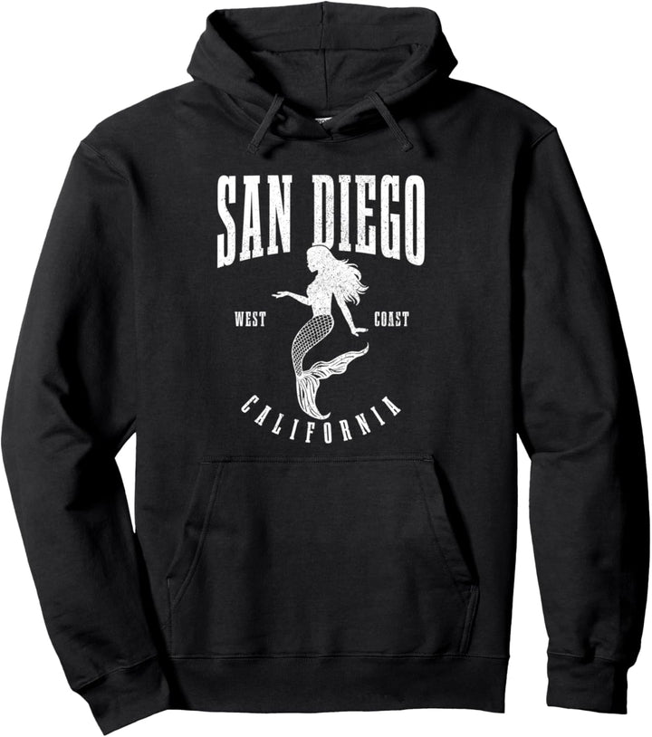 San Diego Westküste Kalifornien Meerjungfrau Nautischer Jahrgang Pullover Hoodie