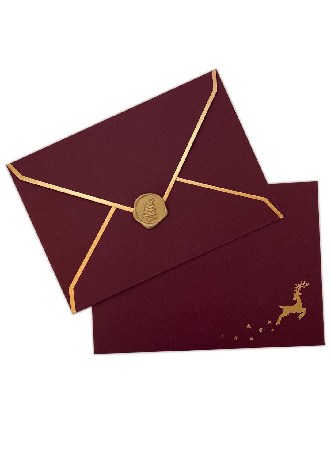 10 Premium Briefumschläge Weihnachten - Weihnachtskuvert heissfolienveredelt mit Goldakzenten und Wa