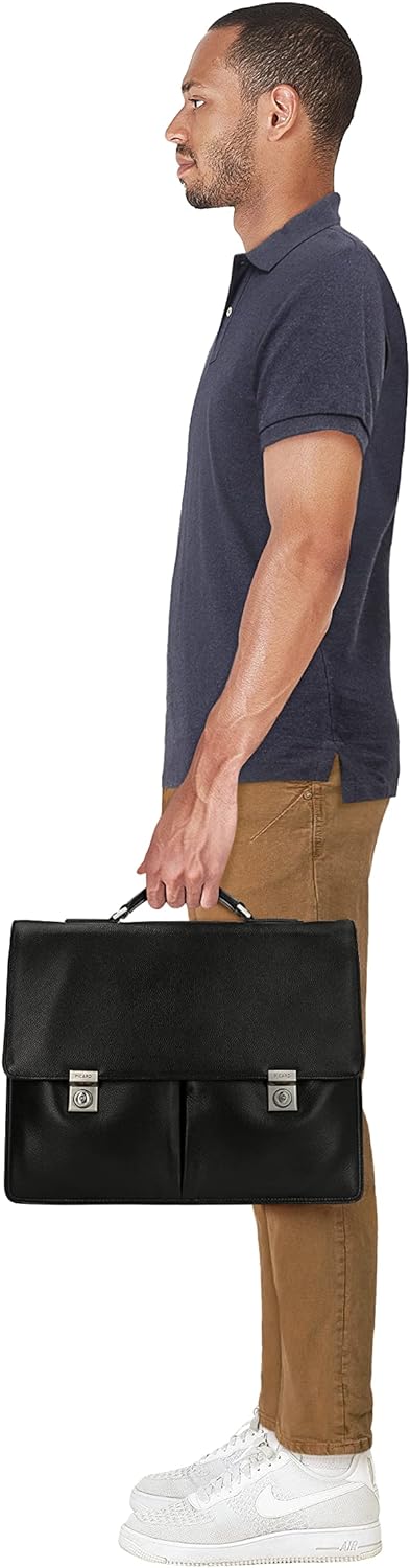 Picard, Männermappen, Aktentasche aus der Serie Aberdeen, in der Farbe Schwarz, aus robustem Leder,