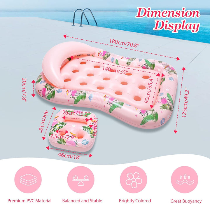 MoKo Pool Luftmatratze Erwachsene, Gross Schwimmbett mit EIS Bar, Solarium Pool Loungesessel Aufblas