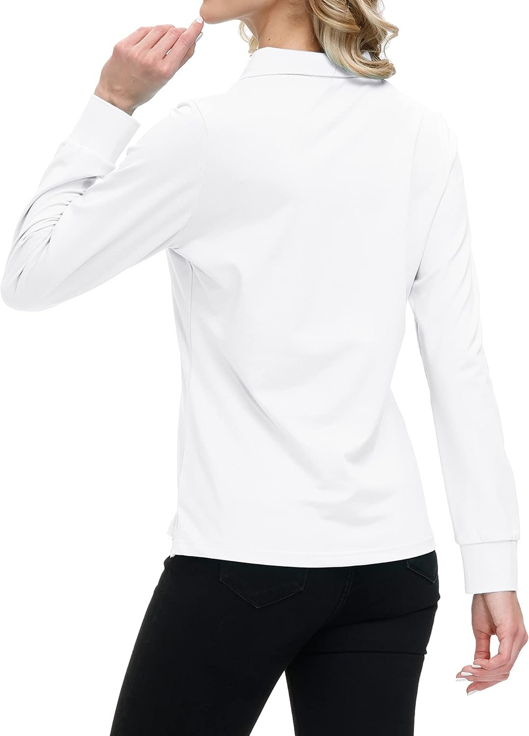 MoFiz Damen Poloshirt Langarm Baumwolle Polohemd Sport Polo Wintershirts mit Reissverschluss Kragen