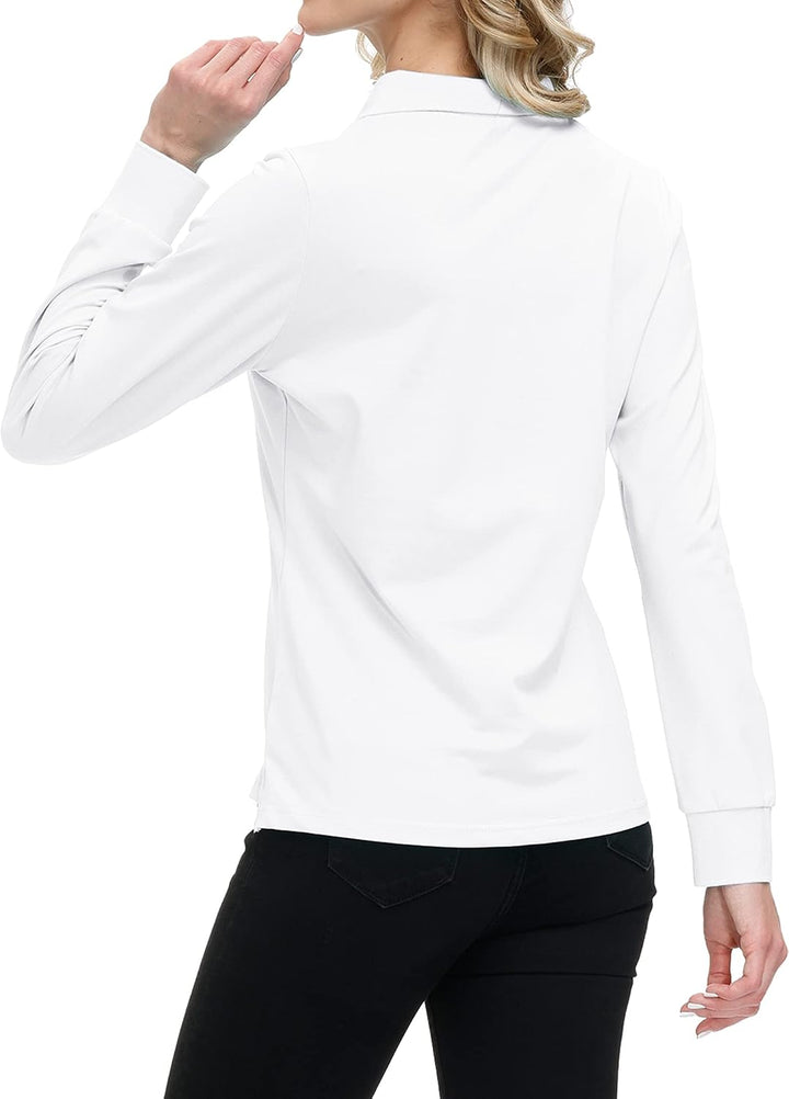 MoFiz Damen Poloshirt Langarm Baumwolle Polohemd Sport Polo Wintershirts mit Reissverschluss Kragen