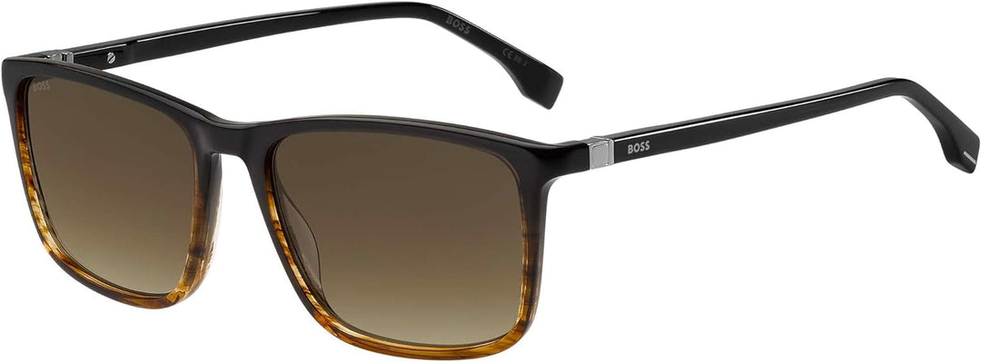 BOSS HUGO 1434/S Brille, Brown Horn, 56 für Herren, Braun/Horn