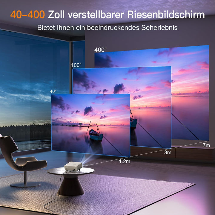 [Autofokus/Trapezkorrektu] Beamer 4K unterstützt, XuanPad Nativer 1080P 6G WiFi Bluetooth Beamer, 30