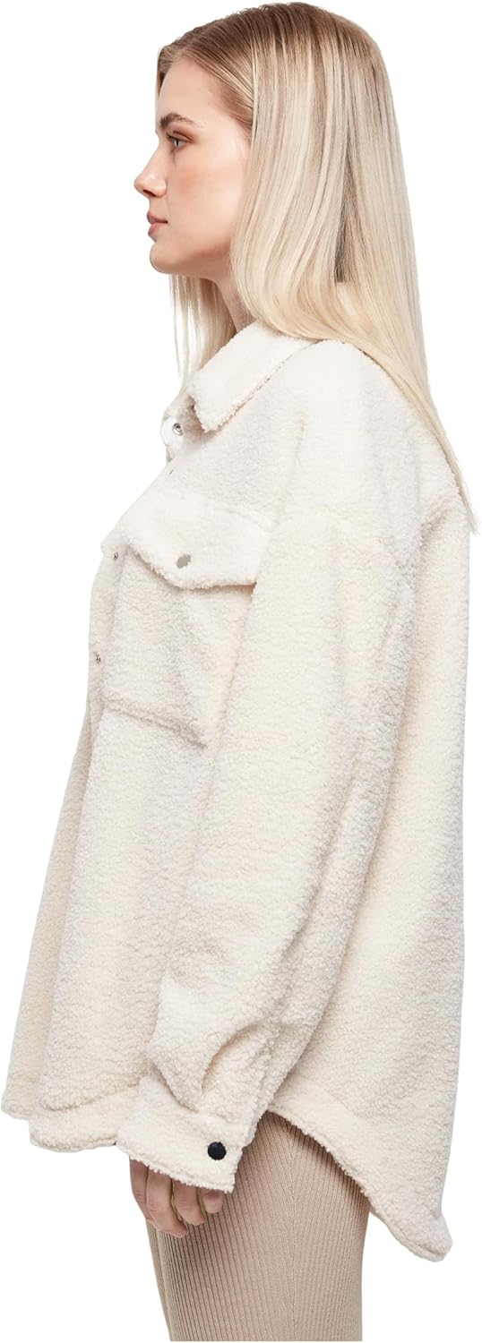 Urban Classics Damen Ladies Sherpa Overshirt Hemd 4XL Whitesand, 4XL Whitesand
