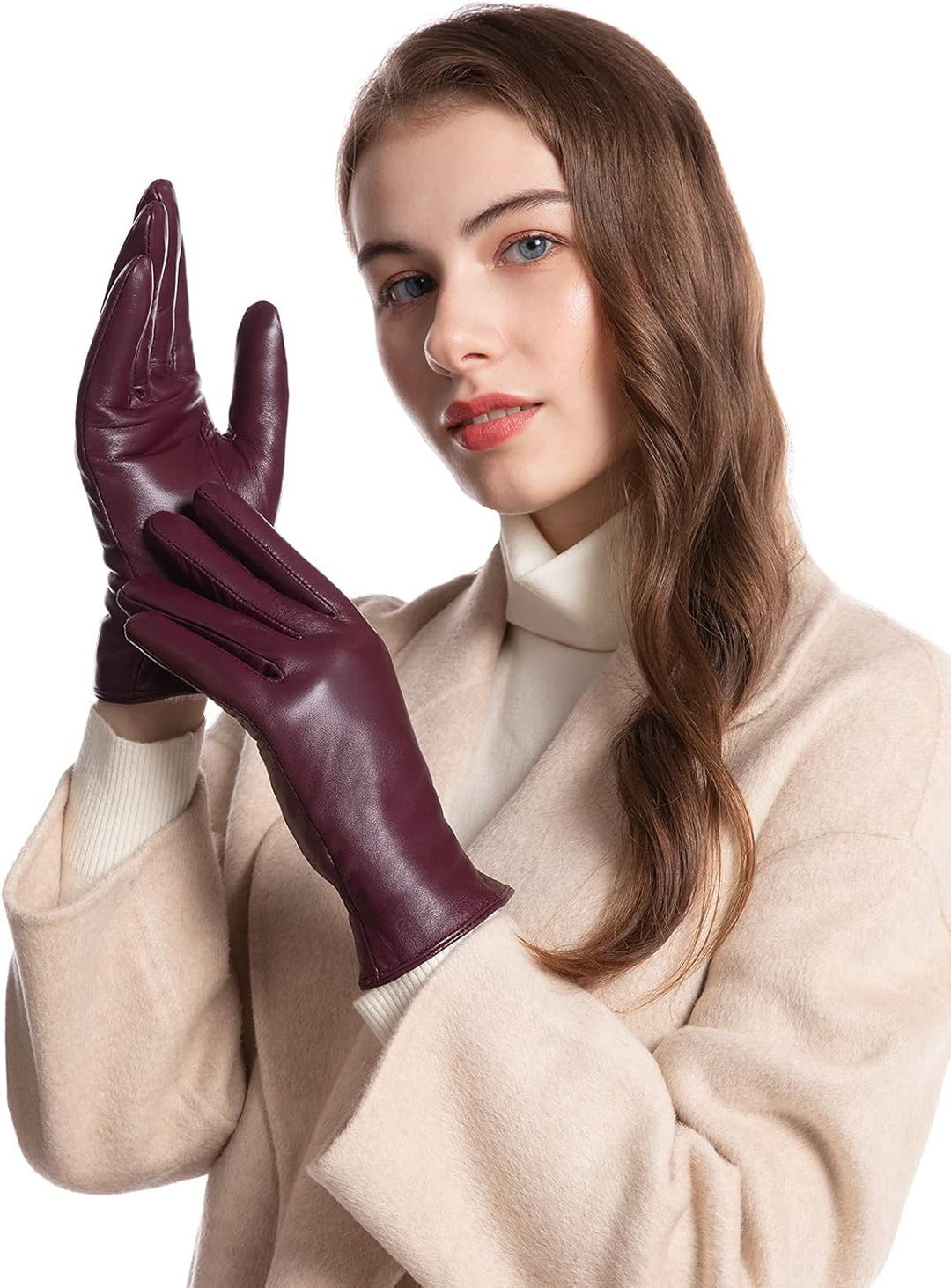 Ymmchy Touchscreen Handschuhe für Damen Warme Lederhandschuhe Gefüttert Winter SMS-Handschuhe Weinro