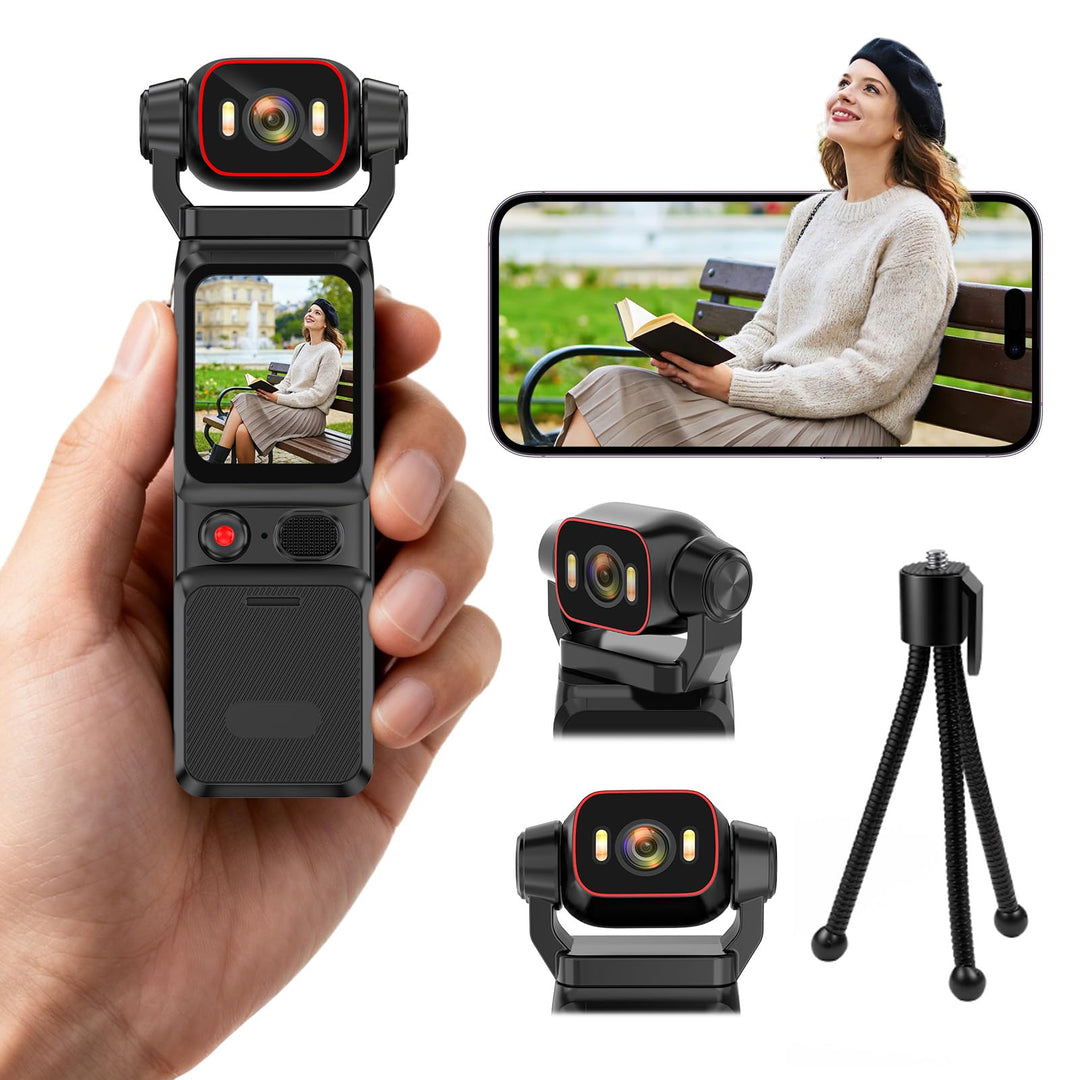 Action Cam 4K, 6-Achsen-Stabilisierung Videokamera Vlog, Live-View-Display Vlog Kamera WLAN, 160° We