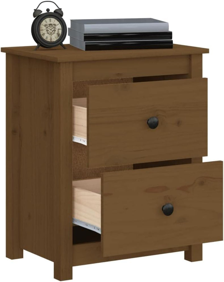 FIRBNUS Bedside Table Nachtkonsole Beistelltisch mit Stauraum Night Stand Nachttische 2er Set Honigb
