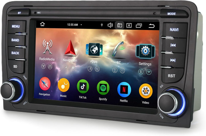 Erisin 8-Kern 4GB+64GB Android 14 GPS Autoradio mit Navigation für Audi A3 S3 RS3 RNSE-PU 7 Zoll IPS
