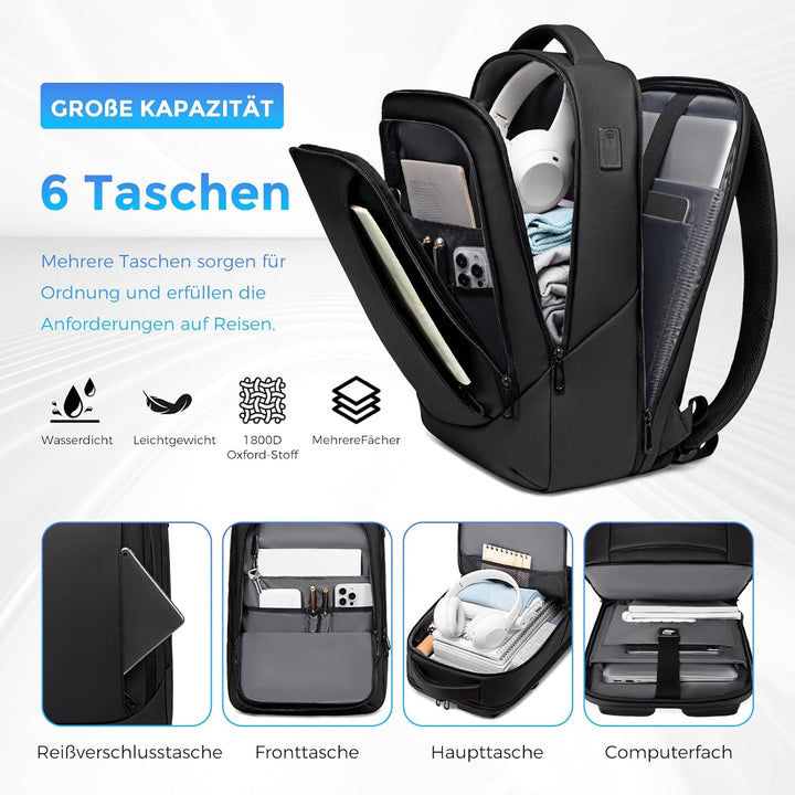 FENRUIEN Laptop Rucksack 15.6 Zoll Business Reise Backpack 16L 1800D Laptop Tasche für Herren Damen