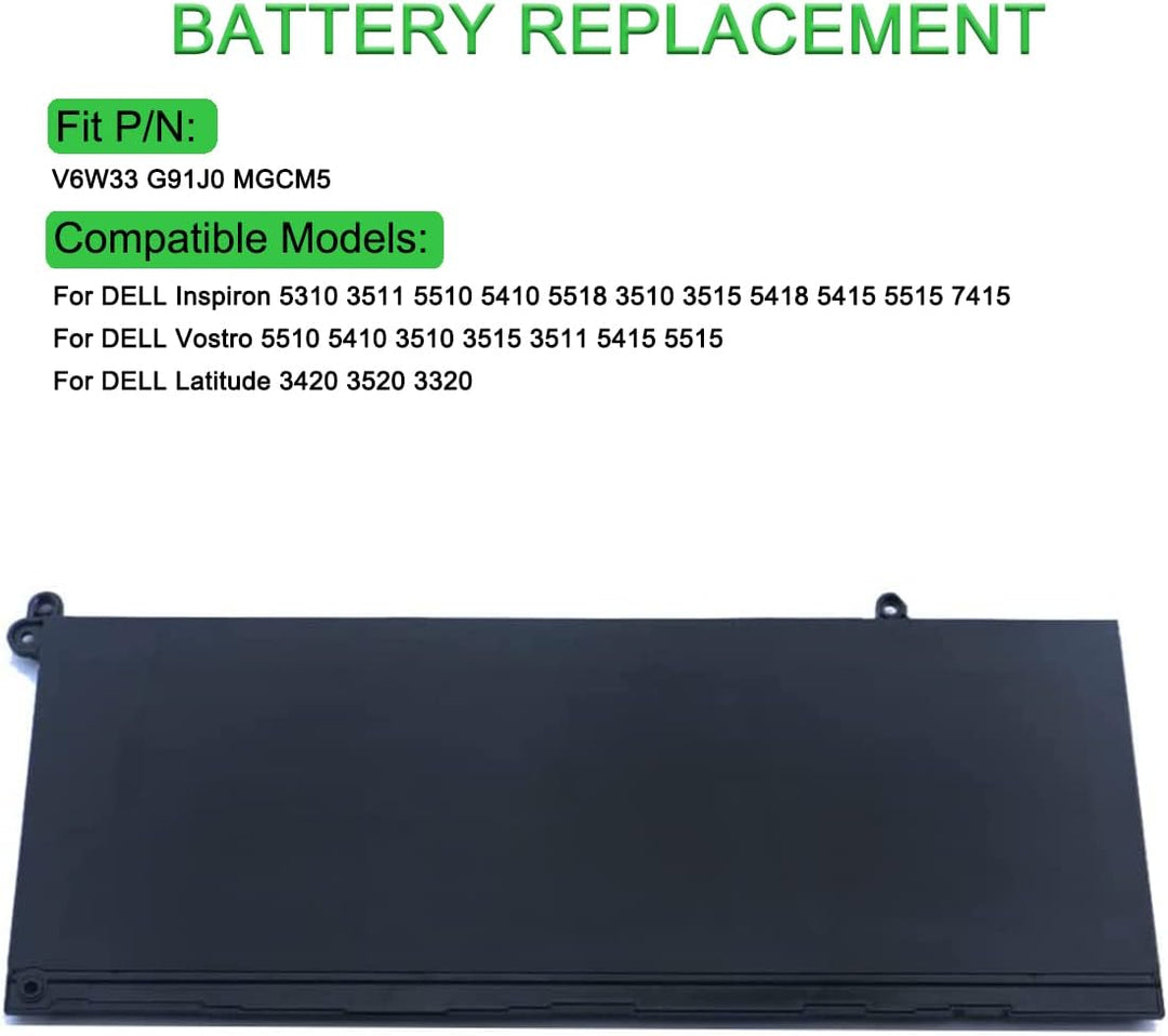 XITAIAN 11.25V G91J0 V6W33 Ersatz Akku Kompatibel mit Dell Inspiron 5310 3511 5510 5410 5518 3510 35