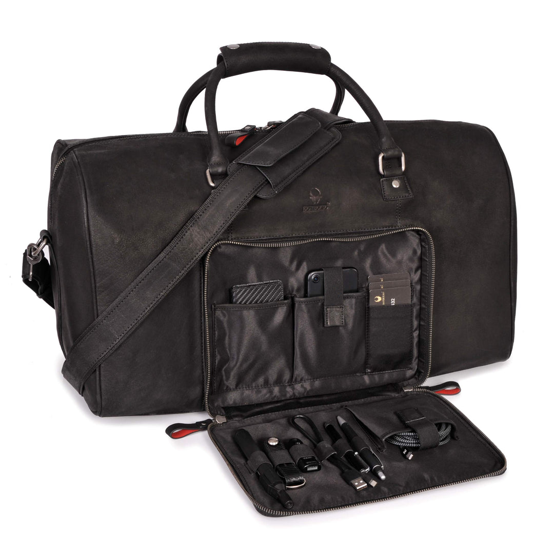 DONBOLSO® Weekender Neapel - Hochwertige Reisetasche Herren gross - Leder Reisetasche Schwarz - Hand