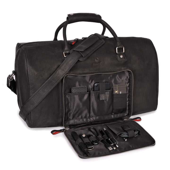 DONBOLSO® Weekender Neapel - Hochwertige Reisetasche Herren gross - Leder Reisetasche Schwarz - Hand