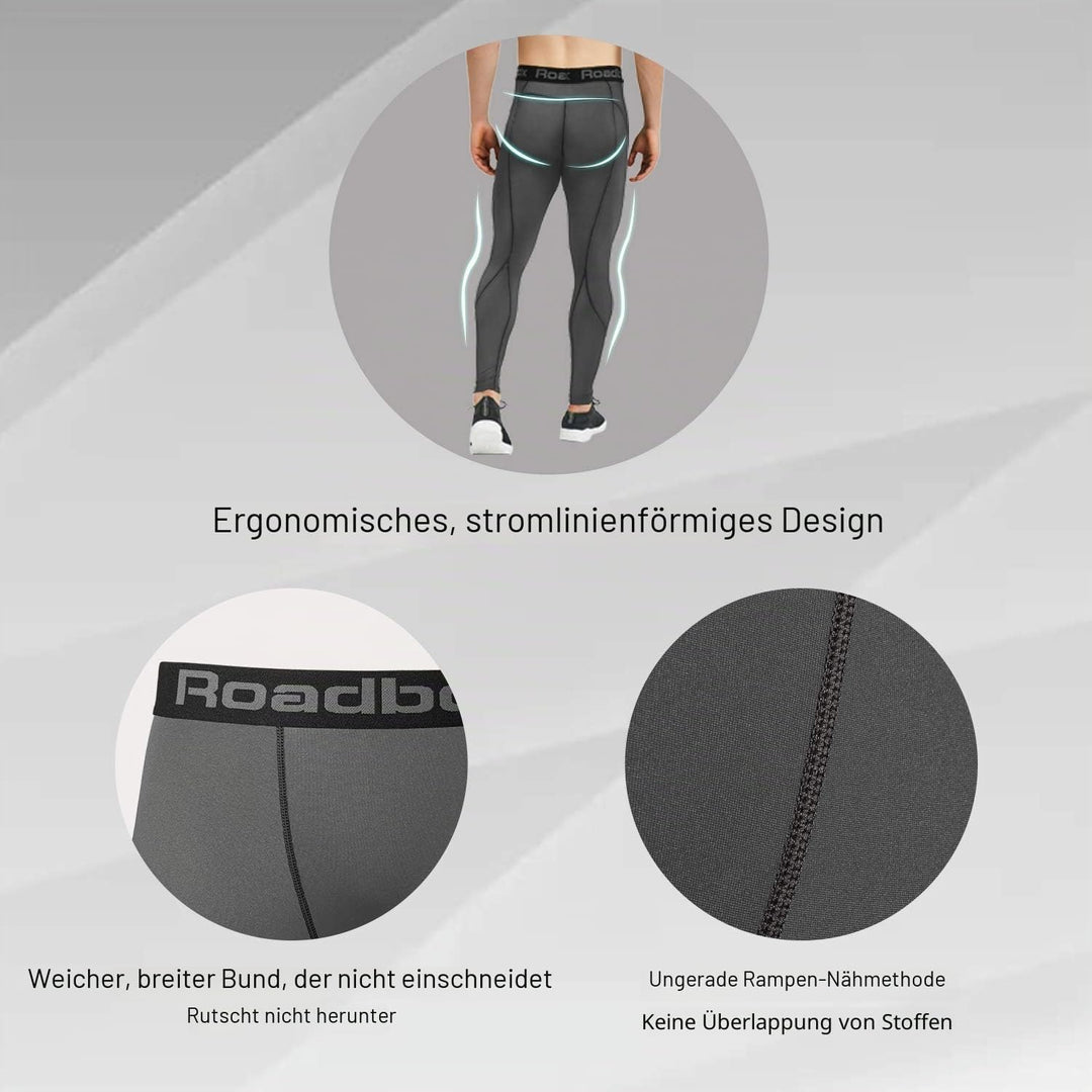 Roadbox Kompressionshose Herren Laufhose Lang für Sport, Training, Fitness, Radfahren, Yoga, Wandern