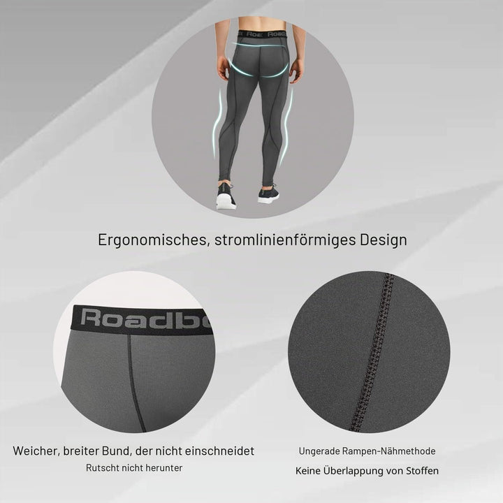 Roadbox Kompressionshose Herren Laufhose Lang für Sport, Training, Fitness, Radfahren, Yoga, Wandern