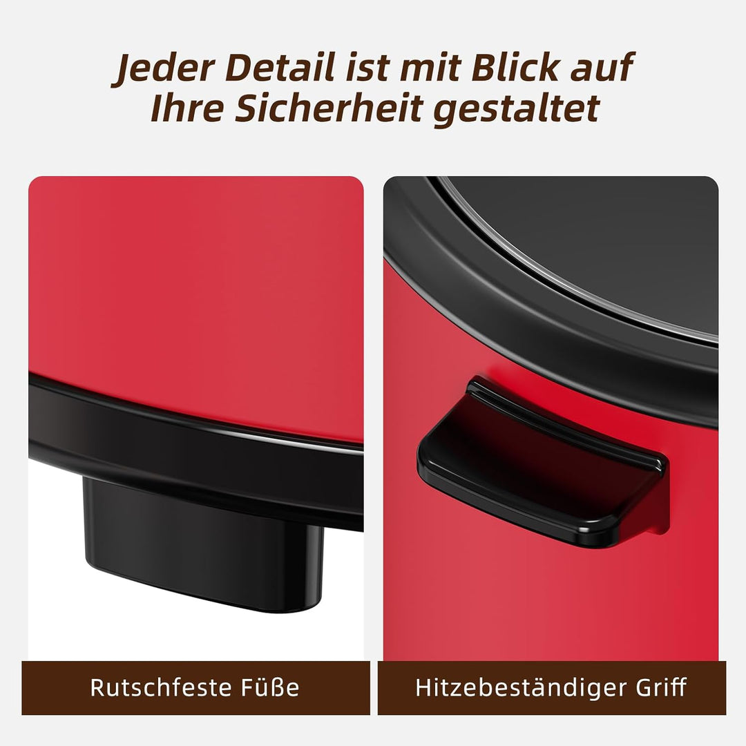 Eamoment ERC-10CRD1.8L | 700W Reiskocher & Schwarzer Dampfgarer Reiskochfunktionen,kochen 1-10 Perso