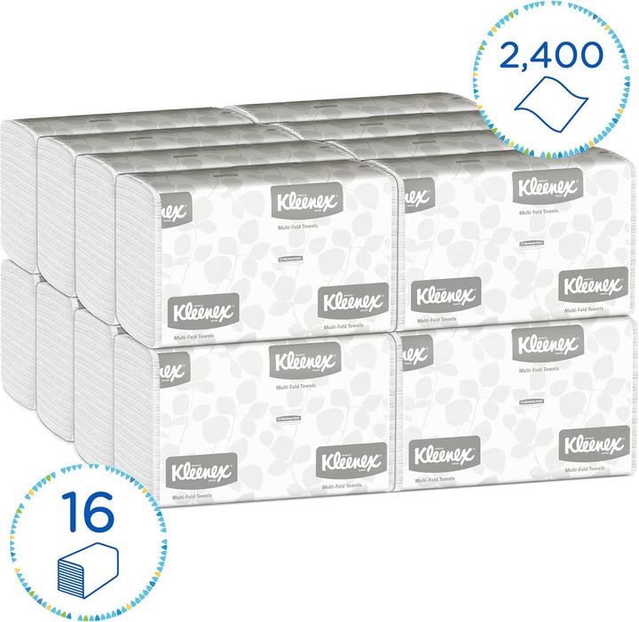 Kleenex Handtücher 1890 – Papierhandtücher – 16 Packungen Falthandtücher x 150 weisse Papiertücher (