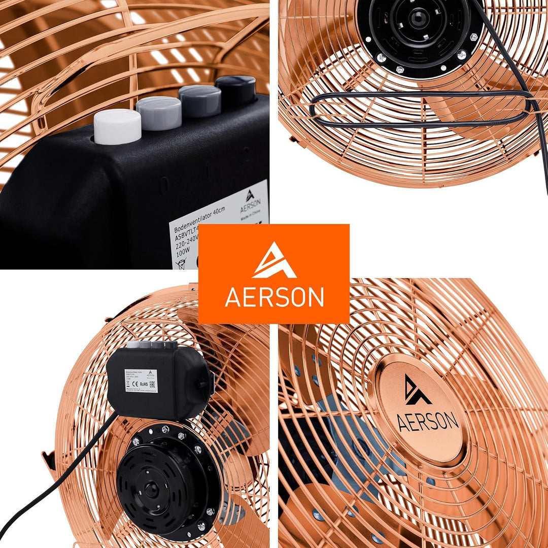 TRESKO AERSON Bodenventilator 50cm | Windmaschine mit 3-Leistungsstufen 120W | Standventilator Venti