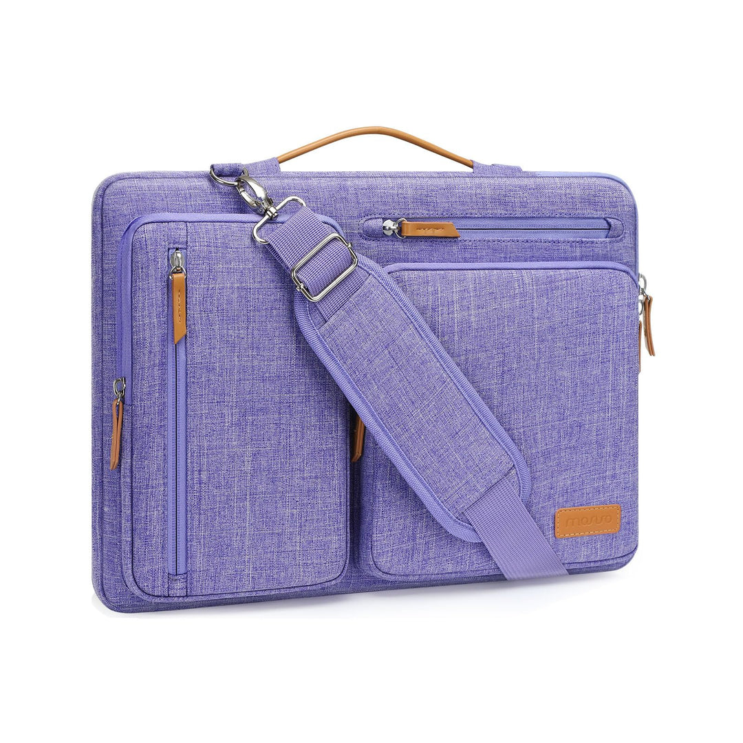 MOSISO 360 Laptoptasche, Wasserdicht Laptop Schultertasche, Stossfest Umhängetasche mit 4 Reissversc
